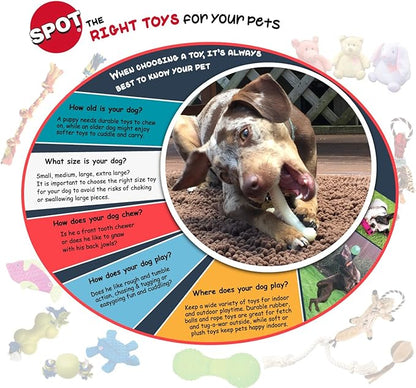 SPOT Play Strong Bone- Durable TPR Long Lasting Dog Chew for Aggressive Chewers, Hole for Treats, Virtually Indestructible Toy for Medium Dogs & Puppies - 5.5 inch