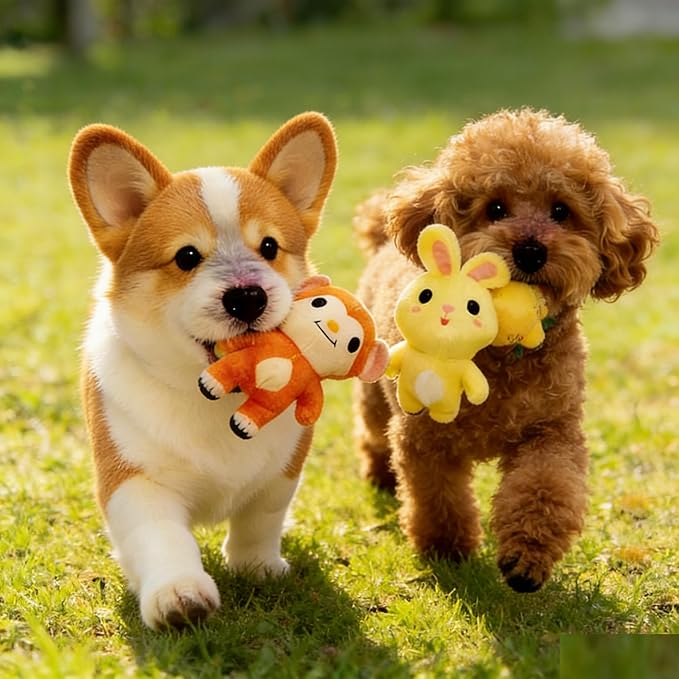 30 Pcs Dog Squeaky Toys, Cute Plush Small Dog Toys with Squeakers,Interactive Puppy Chew Toys for Small Medium Dogs Teething