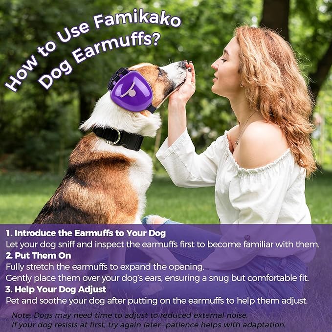 New Dog Ear Muffs for Noise Protection - 30dB NRR Dog Headphones, Noise Cancelling Hearing Protection Against Thunder/Fireworks/Vacuums, Upgraded Design with Bell Accent (Purple, Large)