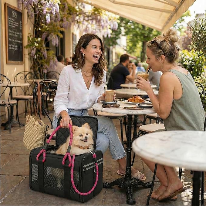 Soft-Sided Dog & Pet Carrier | for Car Rides, Trains, Errands & Daily Outings | Fits Pets Up to 15 lbs | 18" L x 11.5" H | Yorkies, Chihuahuas, Toy Poodles, Maltese & More