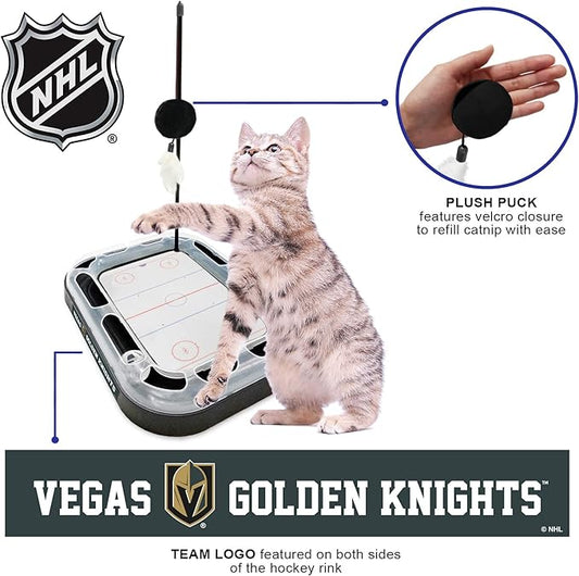 Pets First 5-in-1 NHL Las Vegas Golden Knights Hockey Field Cat Scratcher Toy with Interactive Cat Ball Bell in Tracks