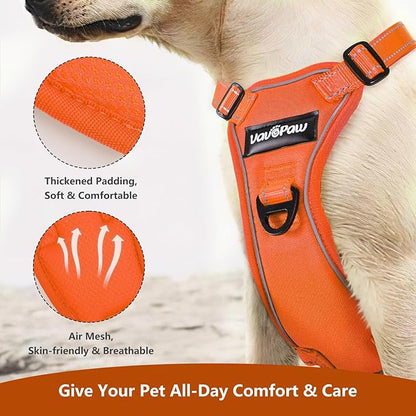 VavoPaw Dog Seat Belt Harness for Car, Dog Car Harness Adjustable Mesh Breathable & Dogs Seatbelt Safety Tether with Elastic Bungee for Small Medium Large Pets(Orange, S)