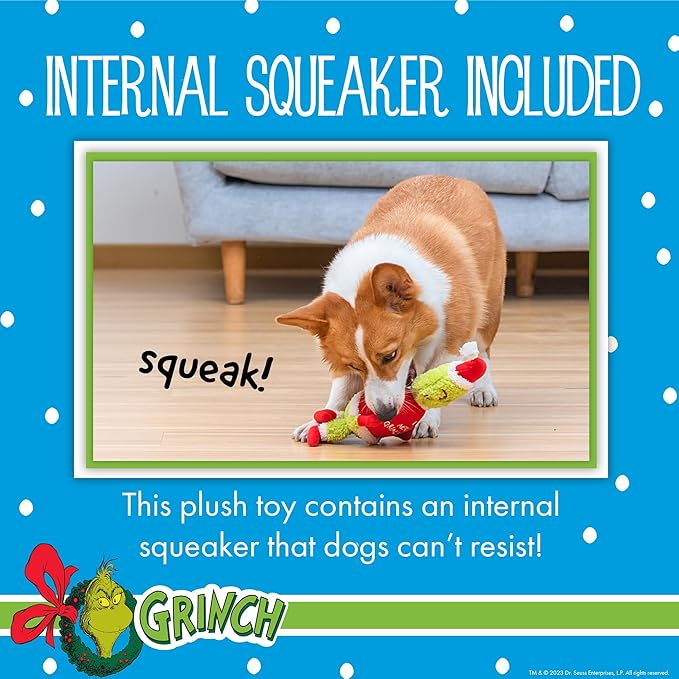 Dr. Seuss: Holiday Merry Grinchmas Grinch Plush Squeaker Toy- 9"