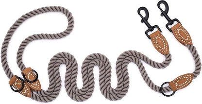 Mile High Life Dual Dog Leash - Double, 360 Swivel, Hands Free, Leather Tailored Connection for Two Dogs (Camel, 8FT)