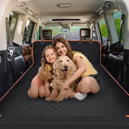 Cargo Liner for Pet, Water Proof Non Slip Durable Dog Cargo Cover Mat Universal for Cars Minivan with Bumper Flap Protector Black