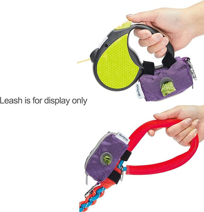 Blueberry Pet Dog Poop Bag Holder - Dark Orchid Dispenser with Dual Zippers, Dog Poop Bags Rolls, Dog Leash Attachment, Includes 1 Free Roll, Compact, Durable, Ideal for Dog Owners