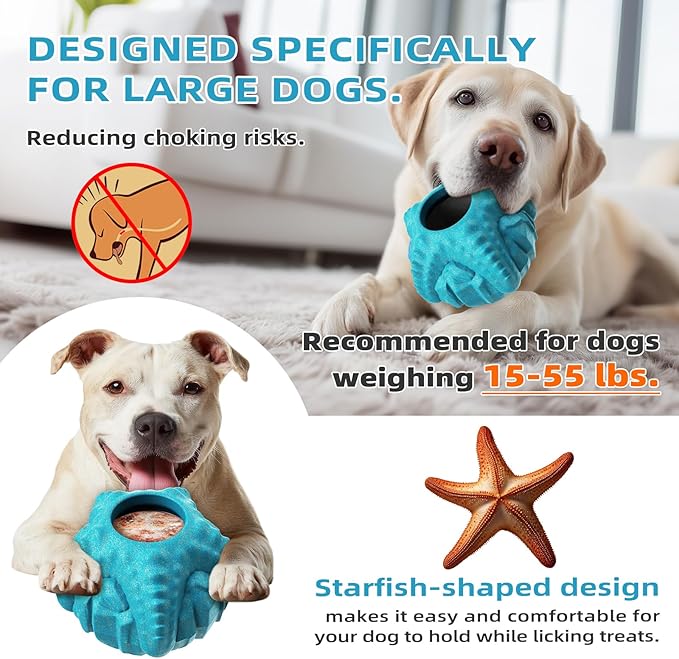 Interactive Dog Toys for Aggressive Chewers Indestructible Dogs Toy for Large/Medium Breed Durable Dog Frozen Treat Toy to Keep Them Busy and Reduces Anxiety 3-in-1 Enrichment Toys (Blue)