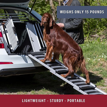 Trixie Telescoping Dog Ramp Made of Lightweight Aluminium - Pet Ramp for Large Cars and SUVs - Easily Adjustable - in Silver/Black
