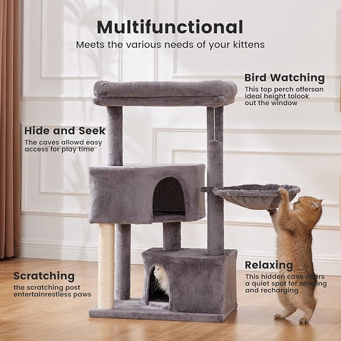 Gardner Pet 41" Cat Tree for Medium Large Cats, Heavy Duty Cat Trees Tower with 2.8in Posts & Washable Top Perches