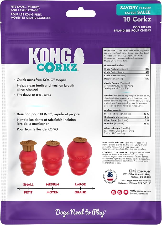 KONG Corkz Treat Toppers for Classic & Extreme Dog Toys – Long-Lasting Chew Enrichment, Mess-Free Treat Retention, Plant-Based Flavor, Helps Clean Teeth & Freshen Breath, Made in USA (2)