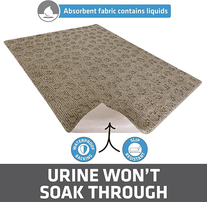 Drymate Cat Litter Box Mat, Litter Trapping Mat, Waterproof, Urine-Proof, Absorbent, Machine Washable, Soft on Paws, Contains Mess, Protects Floors, Kitten Supplies, Tan, 28x34 XL