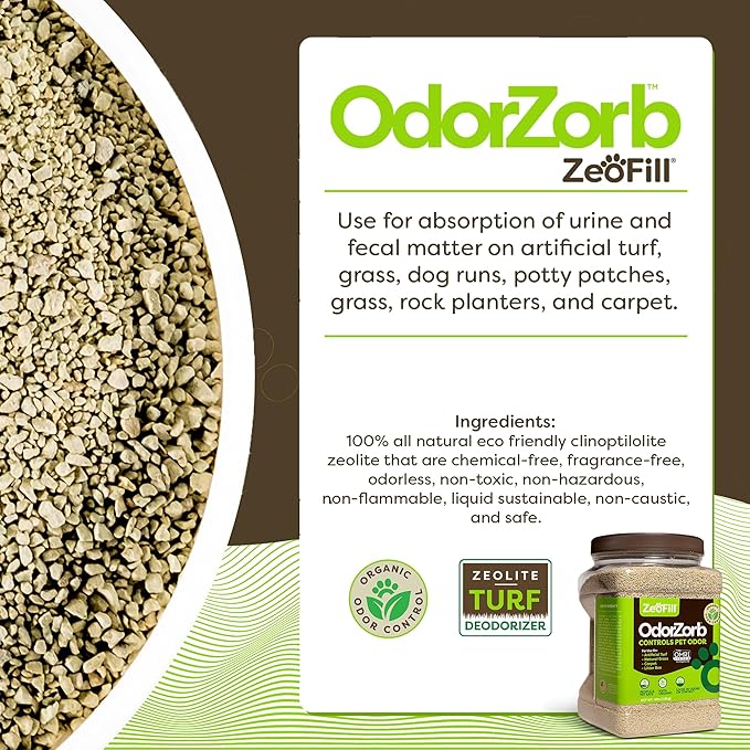 Zeofill Backyard Deodorizer – Eliminates Pet Urine Odors on Potty Patches, Artificial Turf, Grass, Lawns, Patios, Concrete & Playgrounds | Dog, Cat Litter Box Odor Eliminator & Freshener | 8 lbs.