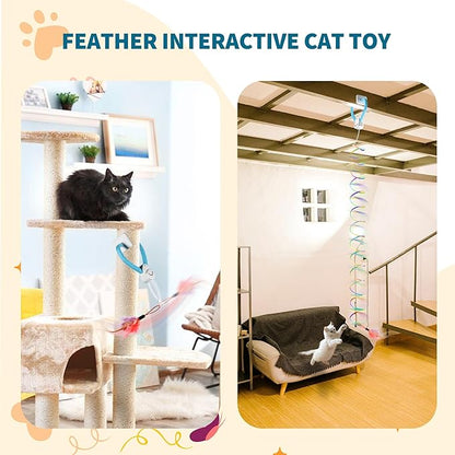 Interactive Cat Toys for Indoor Cats, Automatic Electric Door Hanging Toy with 3 Interchangeable Accessories (Feather, Mouse, Womm toy), Motion Activated USB Rechargeable Enrichment for Bored Cats
