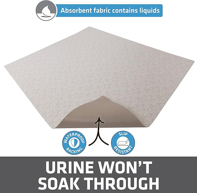 Drymate Cat Litter Box Mat, Litter Trapping Mat, Waterproof, Urine-Proof, Absorbent, Machine Washable, Soft on Paws, Contains Mess, Protects Floors, Kitten Supplies, Beige, 29x36 XL