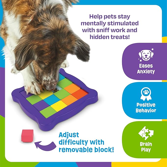Brightkins Pup Pixel Treat Puzzle - Toys for Dogs to Keep Them Busy, Dog Slow Feeder, Interactive Dog Toys for Boredom, Puppy Treat Toy, Cat Puzzle Toy Feeder, Enrichment Game for Puppies