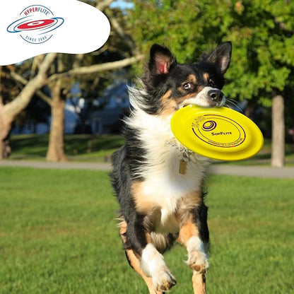 Hyperflite K-10 SofFlite Dog Flying Disc – 2 Discs – Ultra Soft – Ideal for Sensitive Mouths – Floats – Competition Approved – 8.75” / 105g – Yellow – Not for Hard Biters