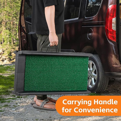 Folding Dog Ramp for Car Truck SUV 61 Inches Portable Pet Ramp with Grass Padded for Large Dogs Non Slip with Raised Siderails