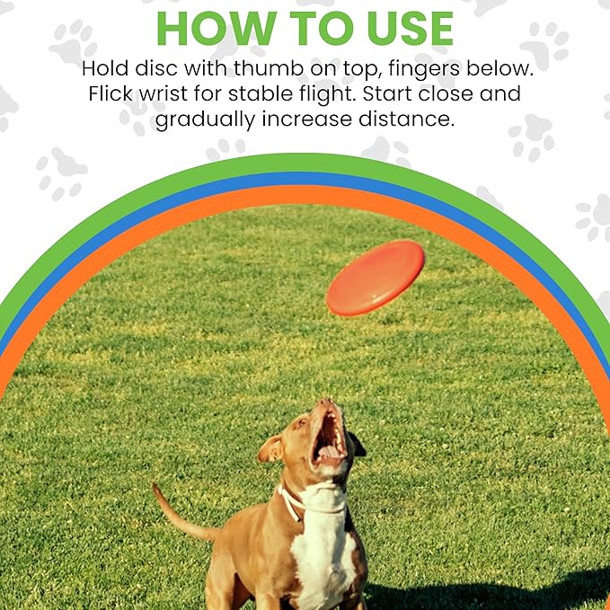 Dog Flying Disc - Pack of 3 Pet Frisbees + Durable Outdoor Dog Toys for Training and Exercise - Interactive Fetch Discs - Blue, Green, and Orange Colors