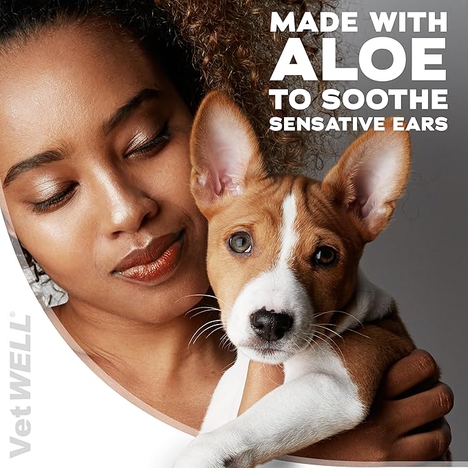 VetWELL Ear Cleaner for Dogs and Cats - Otic Rinse for Infections and Controlling Ear Infections and Odor in Pets - 8 oz (Sweet Pea Vanilla) (Pack of 2)