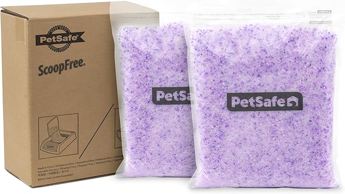 PetSafe ScoopFree Premium Crystal Cat Litter - Outperforms Clay Litter - Refill Packs - Reusable Tray Compatible - Lavender Scent - 4.3 lb Bags - 2 Pack