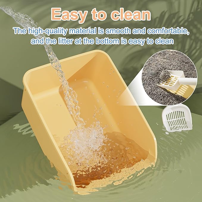 Cat Litter Box with High Sides Anti-Splashing for Indoor Cats Low Entry Kitty Litter Boxes (Yellow)