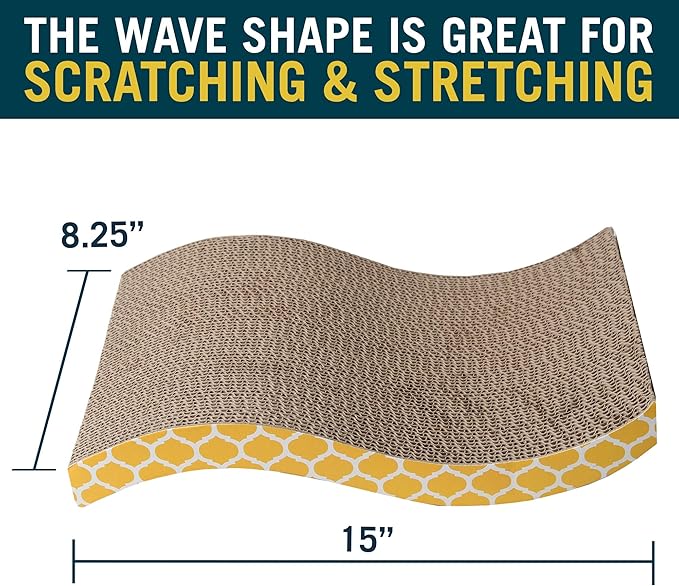 Our Pets OurPets The Wave Curved Catnip Cat Scratcher (Cat Toys for Indoor Cats, Catnip Toys, Cat Gifts & Cat Toys Interactive) [Includes Cosmic Catnip- North-American Grown Catnip]