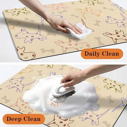 Pet Feeding Mat for Floors Waterproof Dog Mat for Food and Water Absorbent Quick Dry Non Slip mat for Cat Bowls