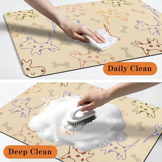 Pet Feeding Mat for Floors Waterproof Dog Mat for Food and Water Absorbent Quick Dry Non Slip mat for Cat Bowls