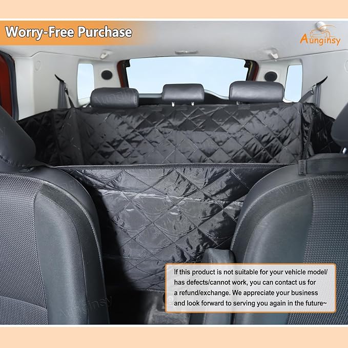 Aunginsy Dog Car Seat Cover for Pets Compatible with Toyota FJ Cruiser 2007-2021 Accessories, Backseat Pet Cover Protector, Second-Row Seat Waterproof Scratch Proof Nonslip Dog Hammock with Side Flap