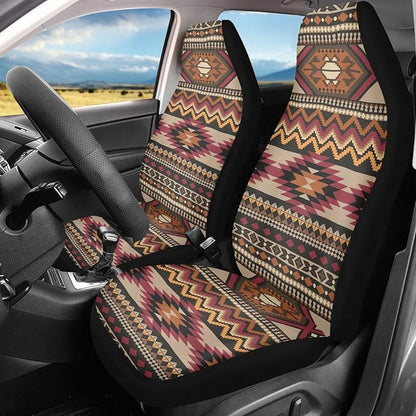Native Aztec Print Auto Car Seat Covers Front Seats Protector for Men,Universal Fit for Most Cars,SUVs,Sedan,Truck,or Van,Set of 2