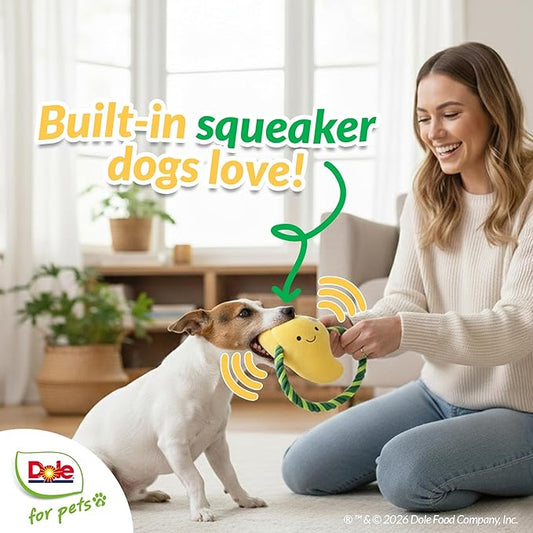 Dole for Pets® Dog Rope Toy with Squeakers, Mango Tug of War Dog Toy, Tough Cotton Rope Toys for Dogs, Aggressive Chew Toys for Medium Dogs