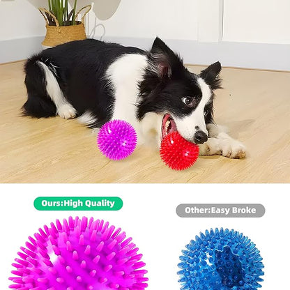 2 Pack 4.5” Squeaky Dog Balls for Large and Medium Dogs, Spiky Dog Toy Balls for Aggressive Chewers