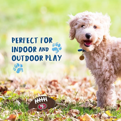 NFL San Francisco 49ers Mega-chew Hard Nylon Bacon-flavored Dog Bone Football Chew Toy. Indestructible Interactive Toy Tough Dog Chew for Aggressive Chewers