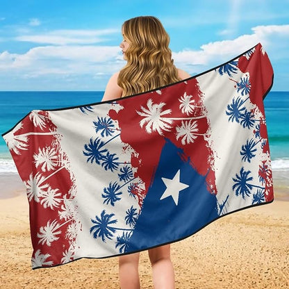 SEANATIVE Car Towel Seat Covers, Washable Seat Protector, One Towel Cushion Cover, Fit Beach Swimming Outdoor Sports, Universal Fit Most Cars Trucks SUVs, Puerto Rico Flag Palm Print