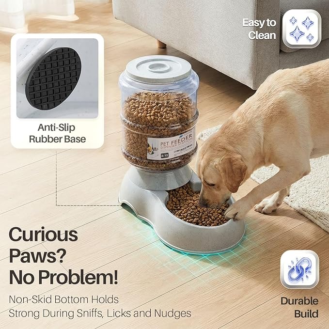 Flexzion Gravity Pet Feeder Food Dispenser (6-12 lb Size) Automatic Replenish Dry Food Storage Container Bowl for Small Medium Breed Dog Cat Animal Feeding Watering Fountain Supplies