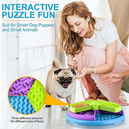 Slow Feeder Dog Bowls - 3 Layers, Interactive Dog Puzzle Game, Anti-Slip Slow Eating Bowl, Maze Dog Food Bowl, Anti-Choking Puzzle Feeder for Dogs & Cats