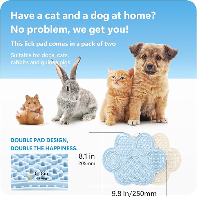 Li&Zhao Lick Mat for Dogs - 2 PCS Dog Lick Mats with Suction Cups Cat Lick Mat Puppy Lick Mat for Cats Dog Slow Feeder Dog Enrichment Toys for Yogurt Peanut Butter Food Treats