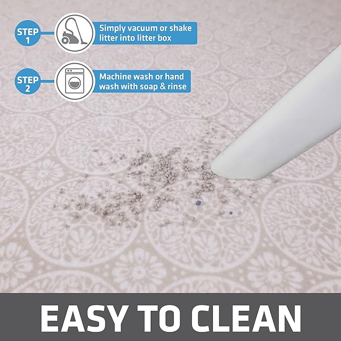 Drymate Cat Litter Box Mat, Litter Trapping Mat, Waterproof, Urine-Proof, Absorbent, Machine Washable, Soft on Paws, Contains Mess, Protects Floors, Kitten Supplies, Beige, 29x36 XL