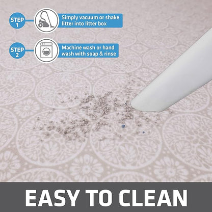 Drymate Cat Litter Box Mat, Litter Trapping Mat, Waterproof, Urine-Proof, Absorbent, Machine Washable, Soft on Paws, Contains Mess, Protects Floors, Kitten Supplies, Beige, 29x36 XL