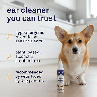 Petpost | Dog Ear Cleaner - Natural Coconut Oil Solution - Best Remedy for Odor - Dog Ear Problems - Chemical & Irritant Free 8 oz.