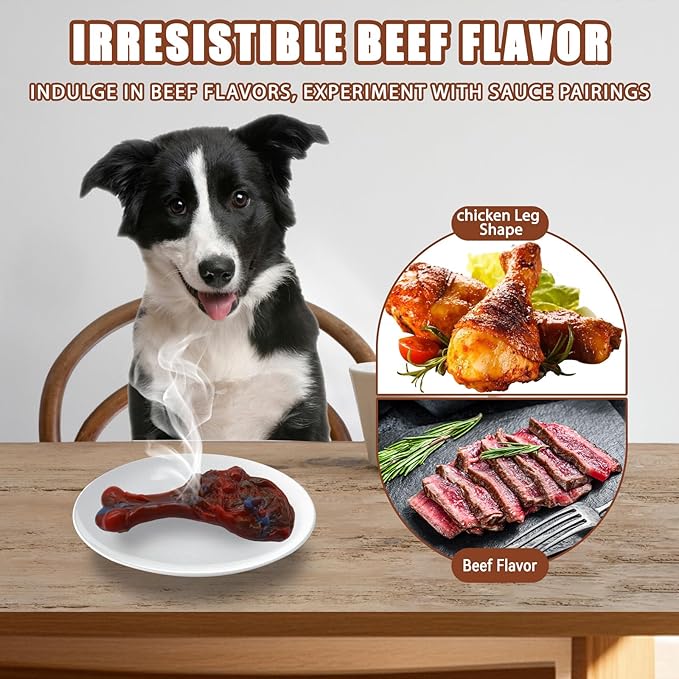 Magicorange Dog Chew Toys for Aggressive Chewers, Indestructible Dog Toy for Medium/Large Breed, Tough Nylon Teething Bone Toy to Keep Them Busy,Bacon and Real Beef Flavor (Beef Flavor, 1 Pack)