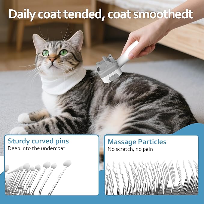 Pet Steam Brush for Dogs & Cats, 3-in-1 Steam Grooming Brush for Shedding & Hair Removal - Self Cleaning Spray Comb with Mist for Long Haired Pets - Includes Pet Essence