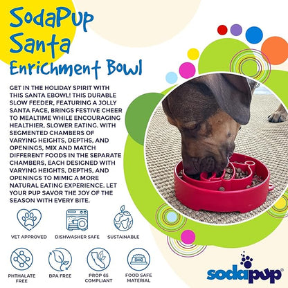 SodaPup Santa Enrichment Bowl – Durable Slow Feeder Bowl Made in USA from Non-Toxic, Pet-Safe, Food Safe Material for Mental Stimulation, Slowing Down Eating, Healthy Digestion, & More