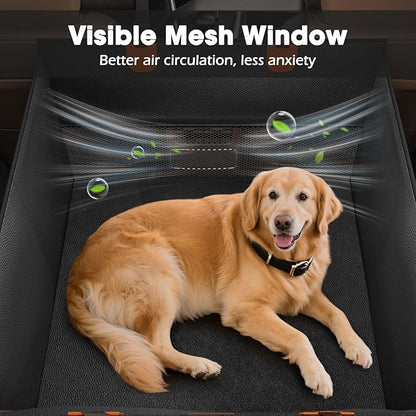 FURTIME Large Dog Car Seat, Upgraded PU Leather Back Seat Extender with Hard Bottom, Waterproof Pet Car Seat Cover for Medium Sized Dog, Pet Hammock for Cars, SUVs, Trucks
