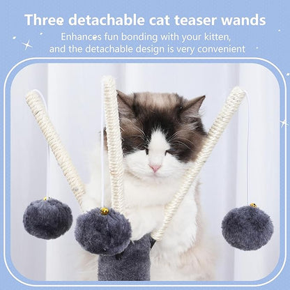 Hey-brother Cat Tree Tower, Scratching Posts with Removable Toys, Cozy Condo, Platform, Hammock, Sisal Scratch Board and Ball for Indoor Kittens, 41.3 Inches, Smoky Gray MPJ008SG