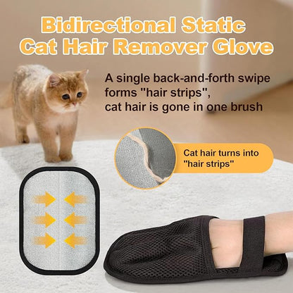 Pet Hair Removal Gloves for Cats & Dogs, 5-Finger Electrostatic Reusable Brush for Furniture, Carpet, Clothing & Car Seats - Washable Pet Hair Remover Tool (1 Piece)