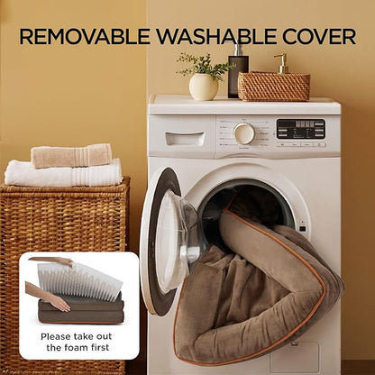 Bedsure Orthopedic Dog Bed Medium Size Dogs - Washable Medium Dog Cat Bed Waterproof, Comfort Pet Couch Sofa with Washable Removable Cover, Pets Bed with Nonskid Bottom, Brown, 28"