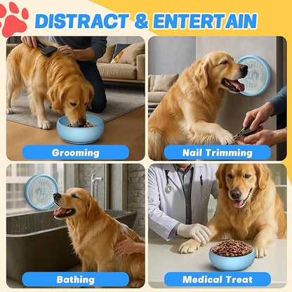 Pawinner 2 Pack Dog Lick Bowl, Freeze Lick Mat for Dogs, Non-Slip Slow Feeder Licking Bowl with Suction Cups, Food Grade Silicone, Enrichment Puzzle Feeder for Distraction(Blue)