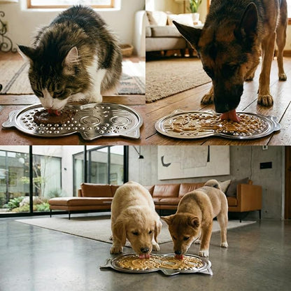 Heavy Duty Stainless Steel Lick Mat for Dogs & Cats - 15"×10" Large Metal Dog Licking Mat, Chew Proof Slow Feeder Mat with Suction Cups for Puppy & Cat, Dishwasher Safe, Whisker-Friendly
