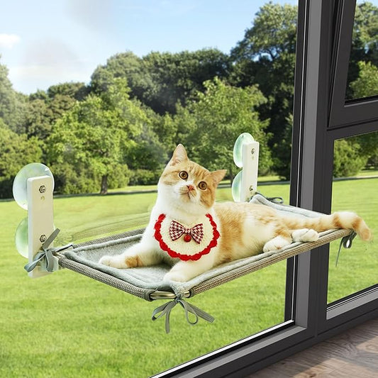 Cat Window Hammock, Suction Cup Cat Perch for Indoor Heavy Duty Cats, Waterproof Scratch-Resistant Bed, Foldable Space Saving Design, Medium Grey